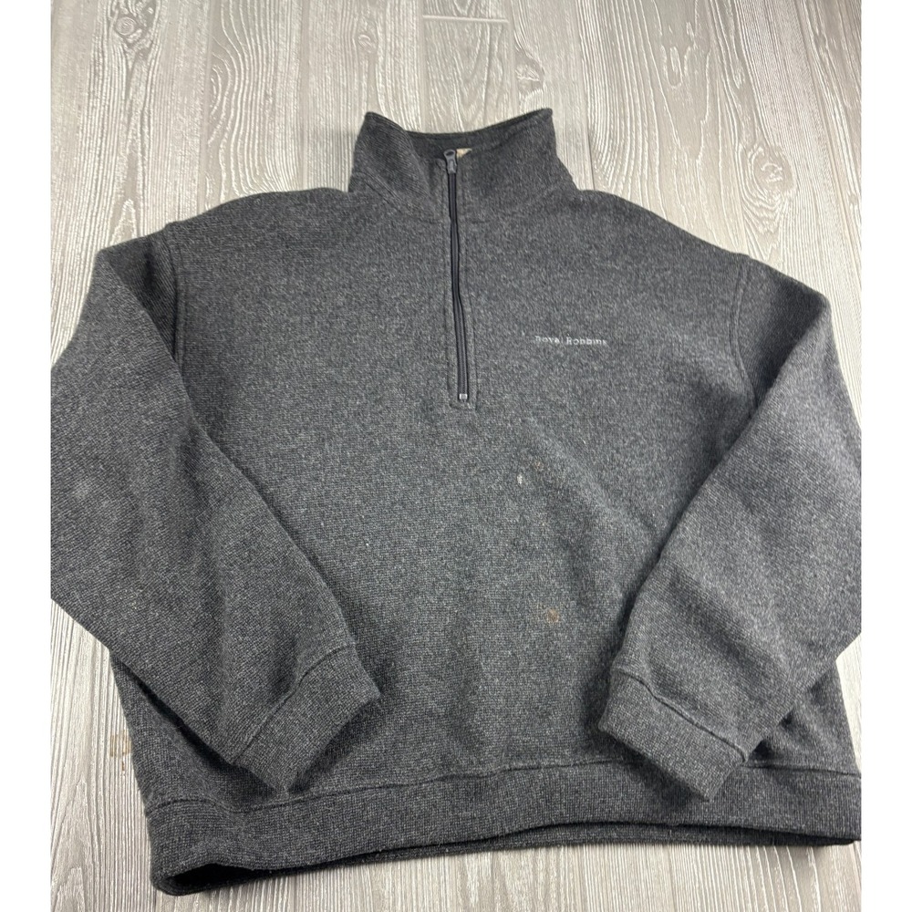 VTG Royal Robbins Sweater Mens XL Gray 1/4 Zip Pullover Hiking Outdoor Travel